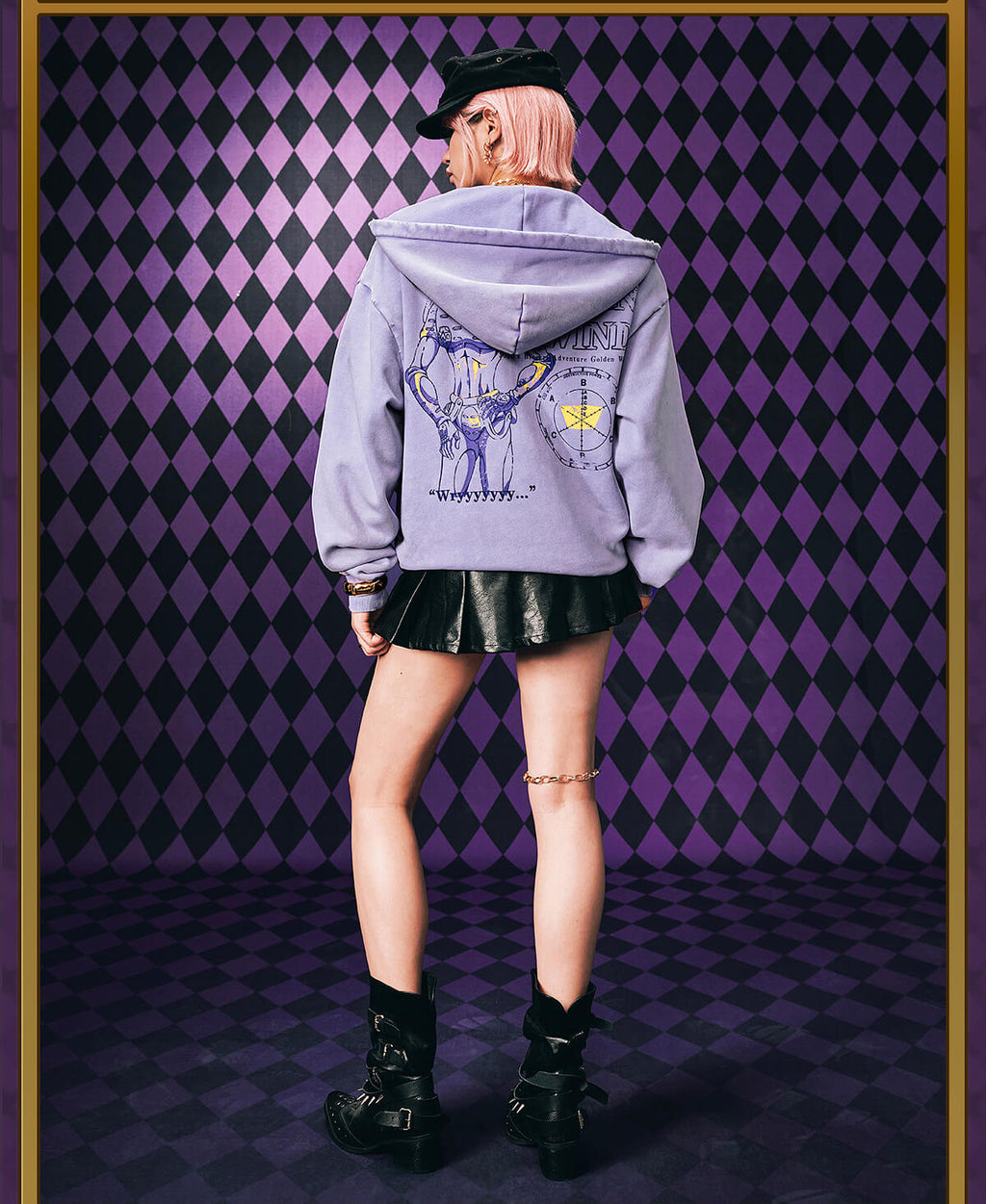 MEDM × JOJO Washed Graphic Print Zip Up Hoodie