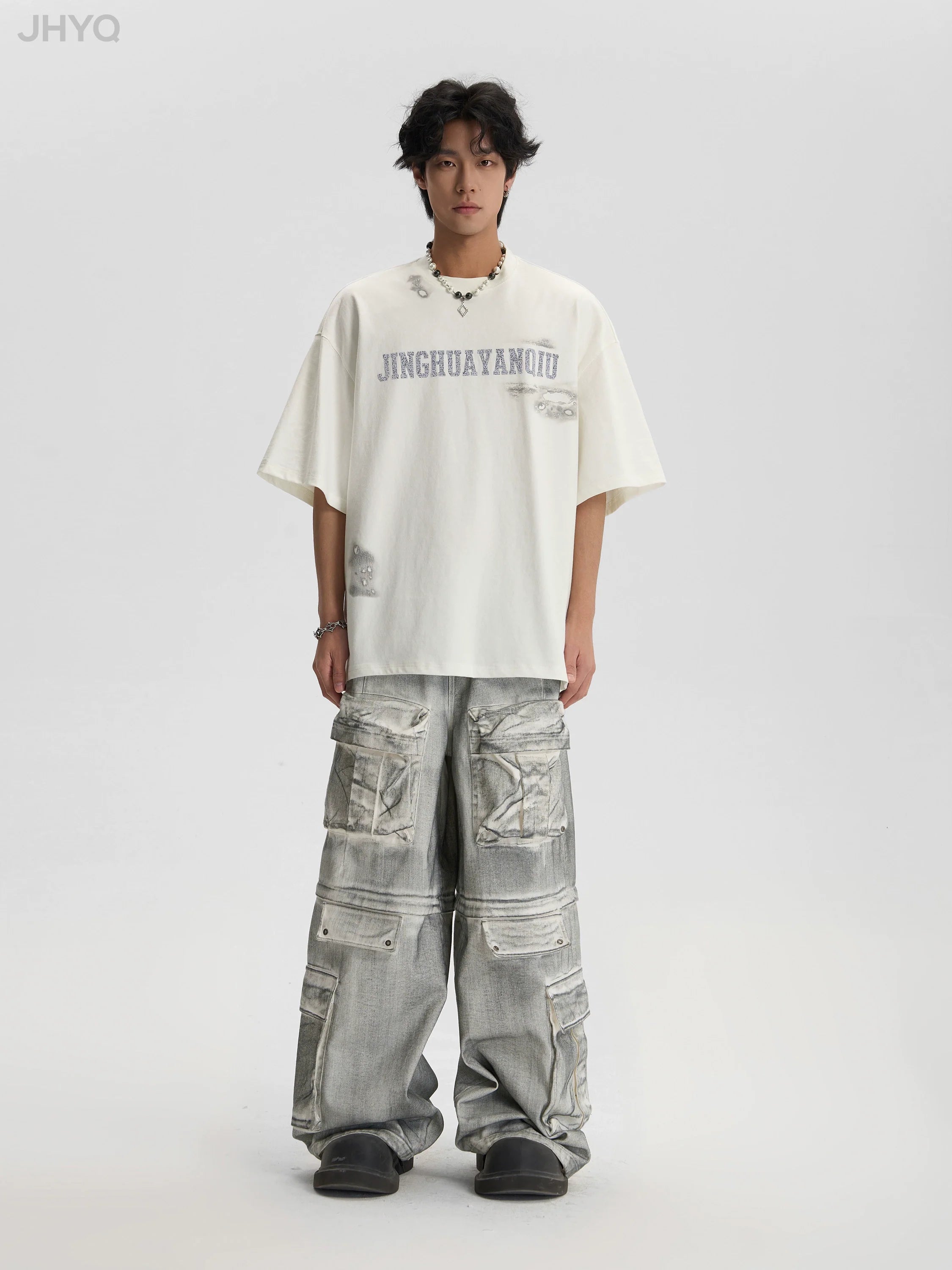 JHYQ Dirty Dye Multi Pocket Removable Work Cargo Pants