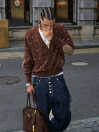 STEEPC Wool Blend Pearl Knit Cardigan