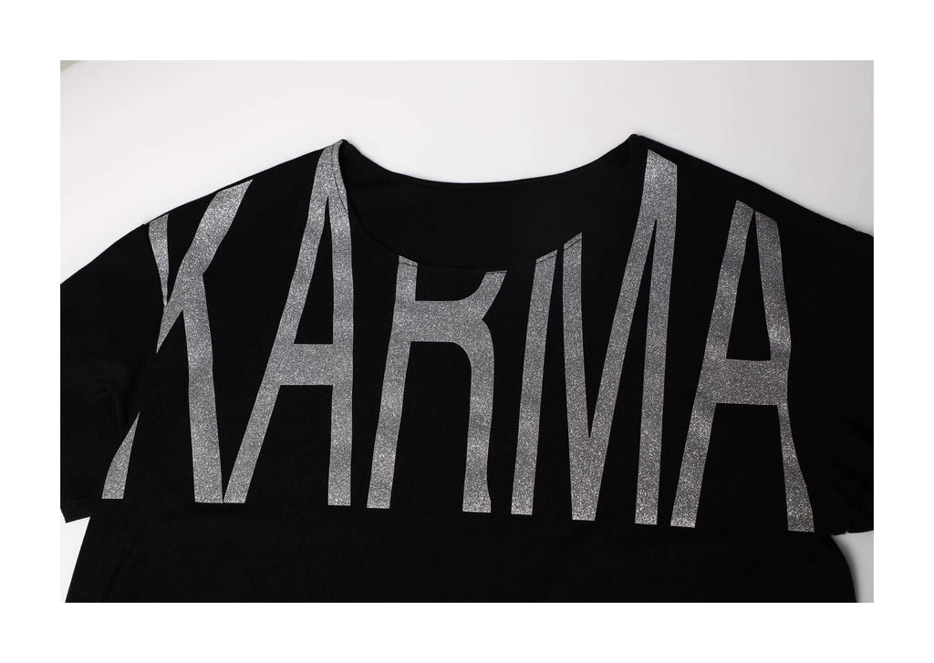 KARMANISTIC Glitter Logo Print Loose Fit Tee