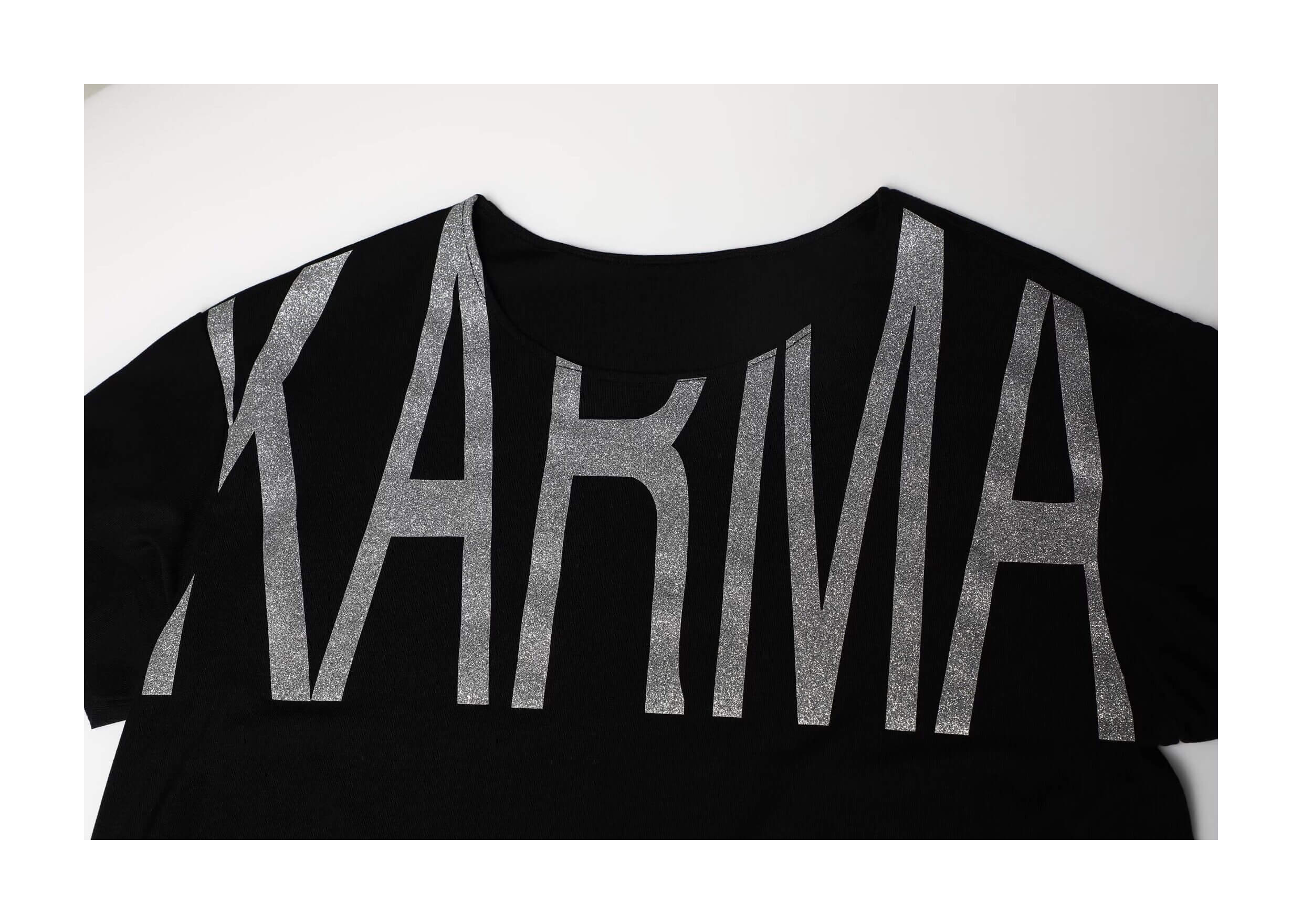 KARMANISTIC Glitter Logo Print Loose Fit Tee