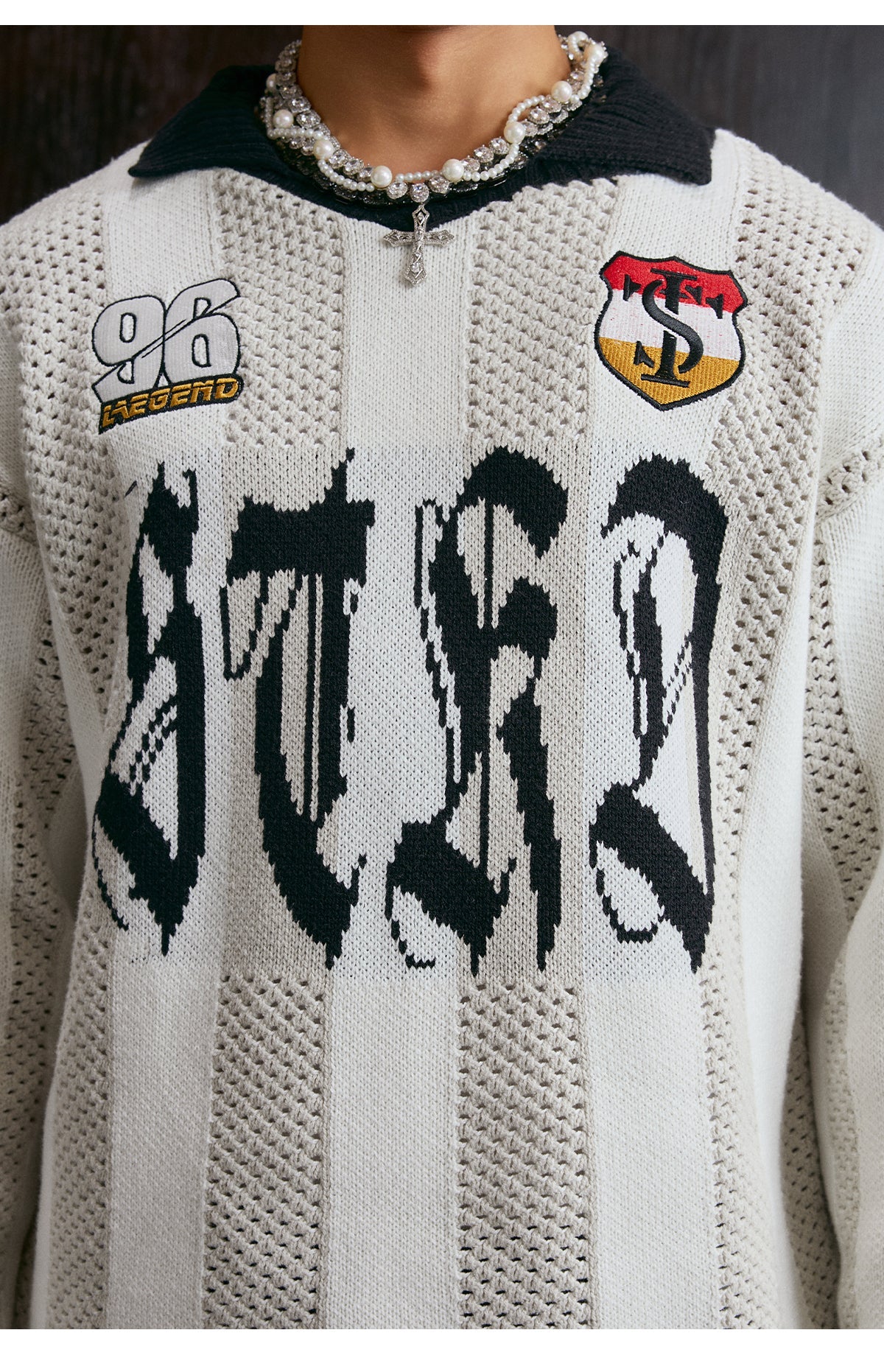 Small Town Kid Striped Knit Polo Sweater