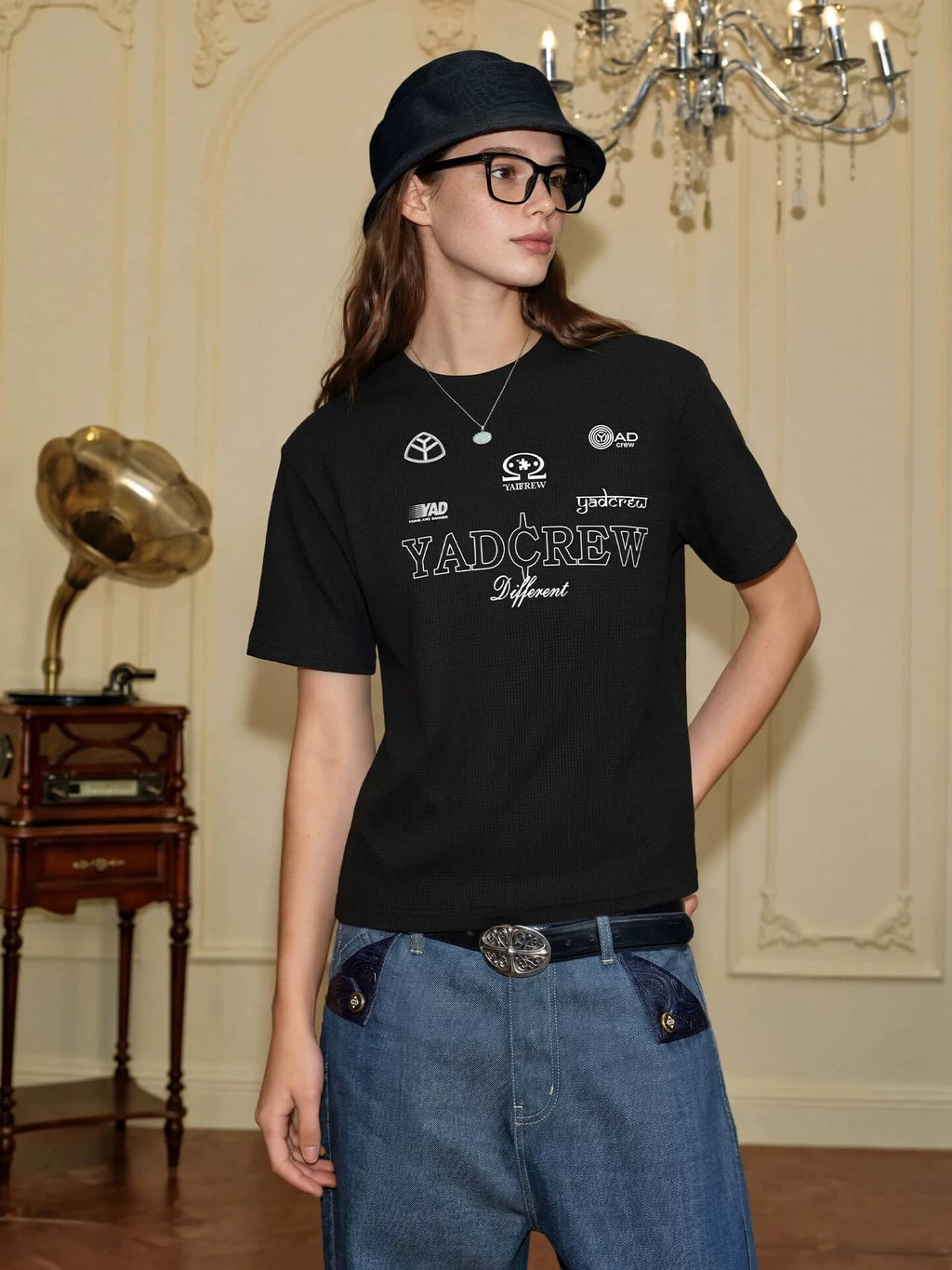 YADcrew Multi Logo Print Tee