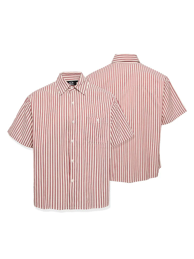 STEEPC Striped Boxy Wide Short Sleeve Shirt