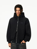 Achock Layered Double Zip Hooded Sweatshirt Jacket
