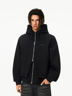 Achock Layered Double Zip Hooded Sweatshirt Jacket