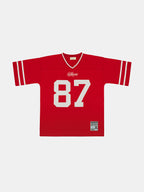 MHARF Red 87 Patch Embroidery Bar Stripe Hockey Jersey