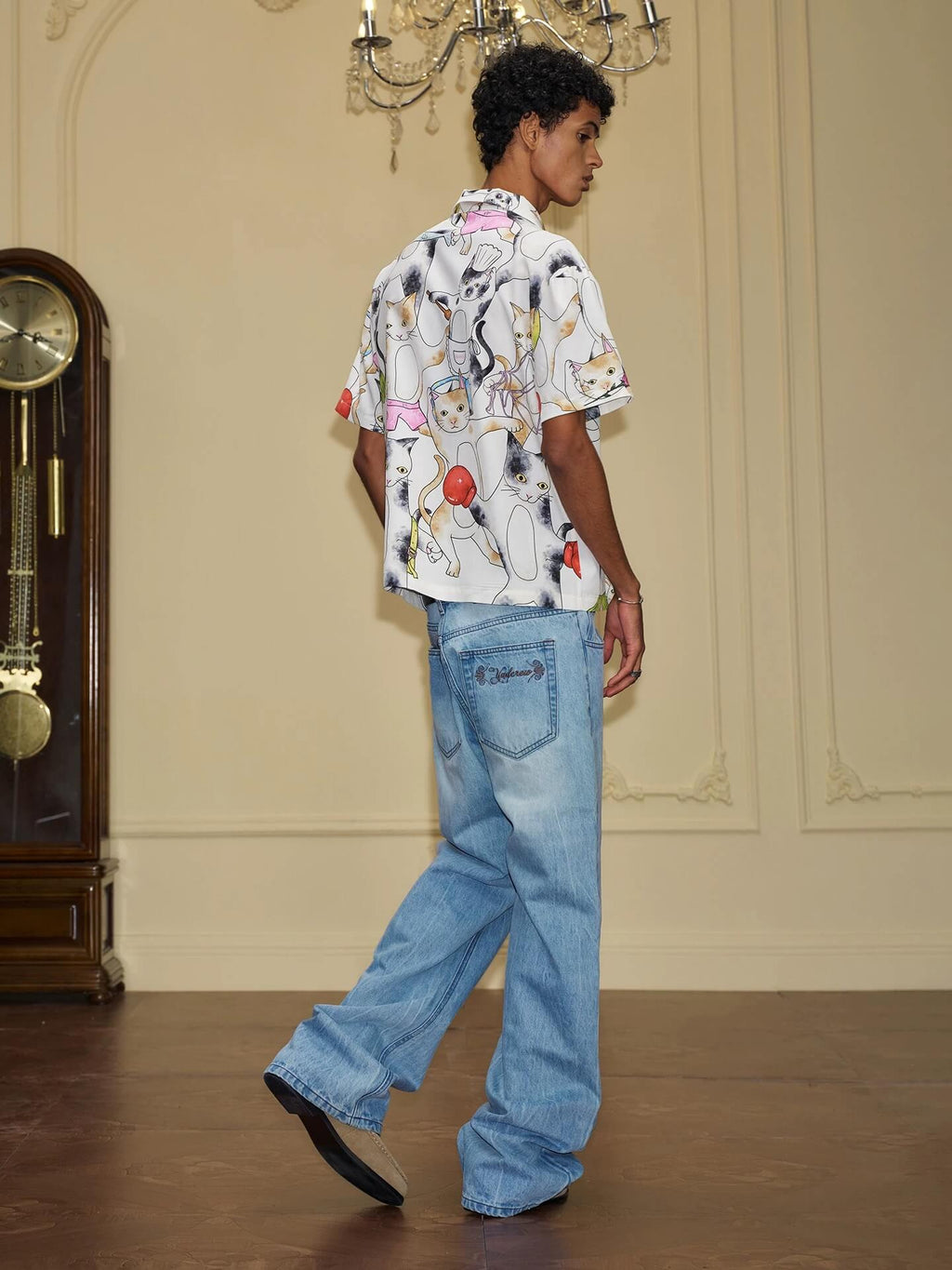 YADcrew Crossover Waist Washed Jeans
