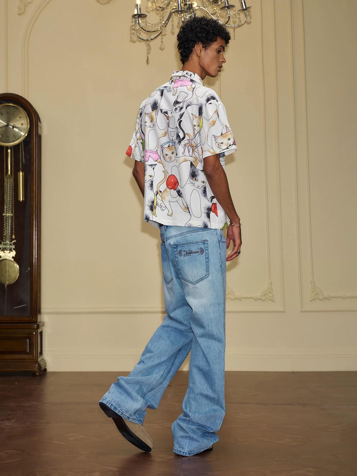 YADcrew Crossover Waist Washed Jeans