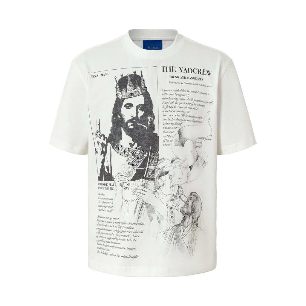 YADcrew Jesus Print Black Stone Studded Tee