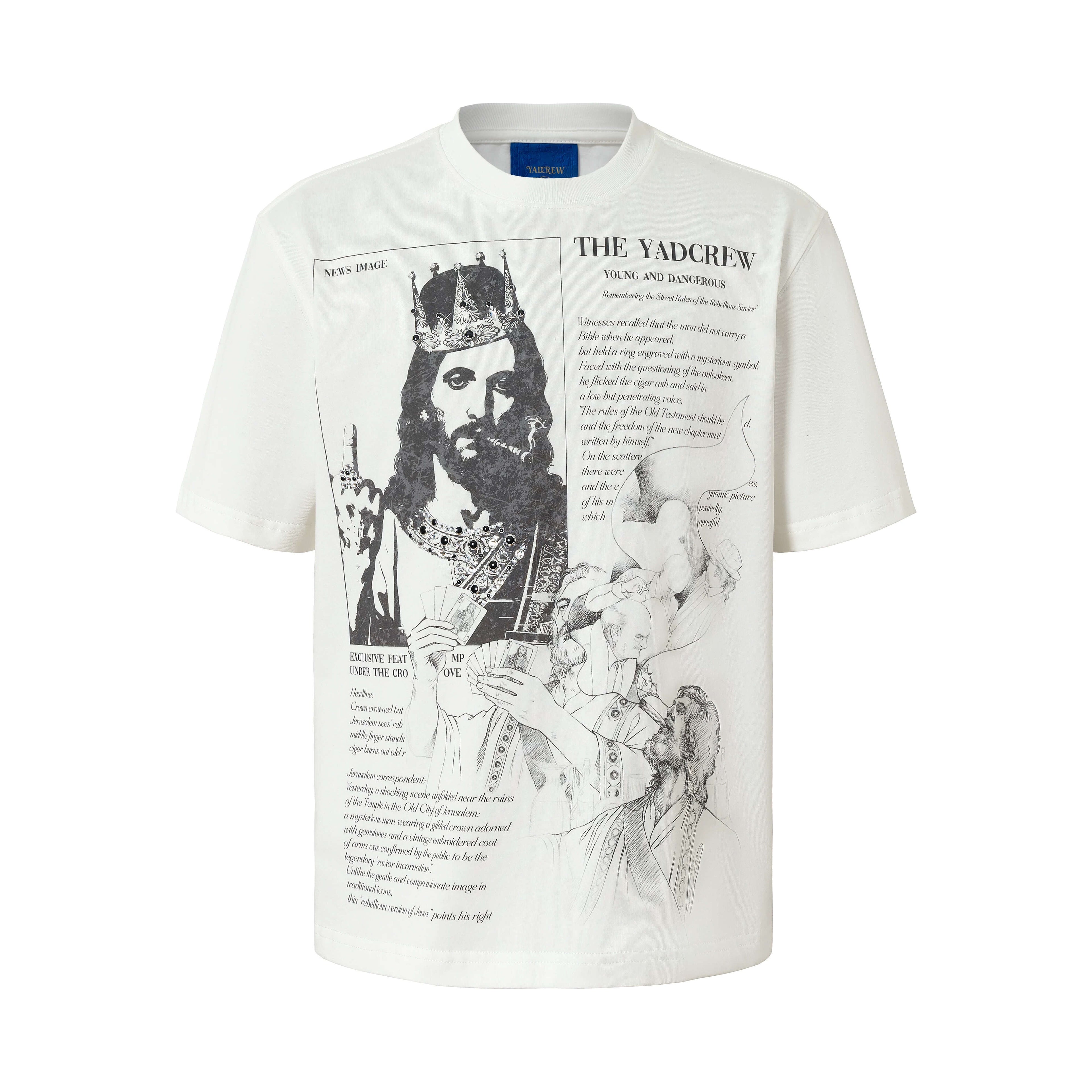 YADcrew Jesus Print Black Stone Studded Tee