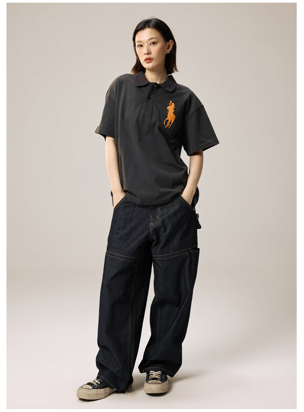 Remedy Cocktail Glass Girl Embroidery Polo Shirt