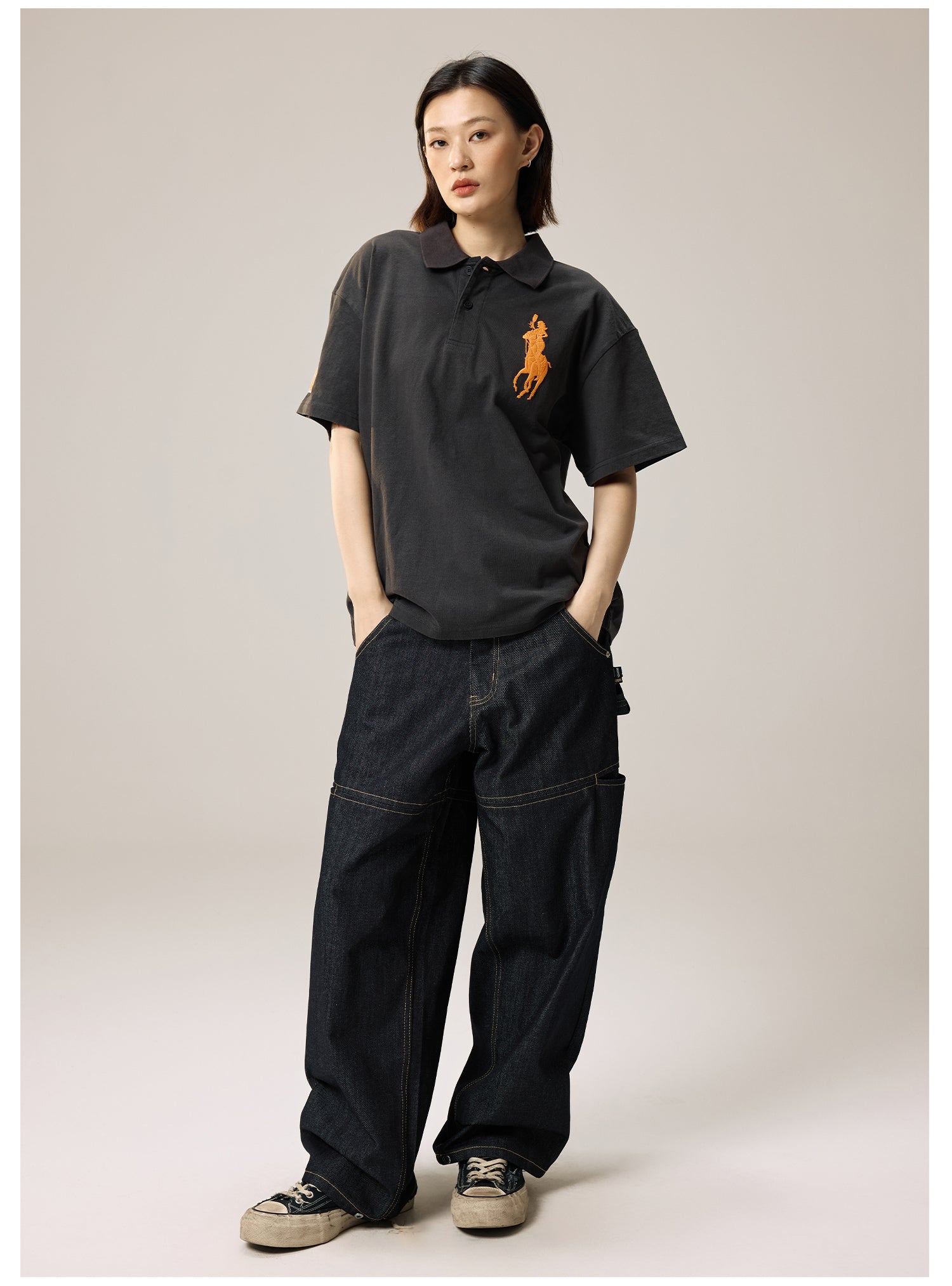 Remedy Cocktail Glass Girl Embroidery Polo Shirt