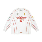 1807 Patchwork Print V Neck Long Sleeve Hockey Jersey