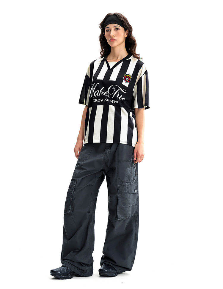 F3F Select Striped Polo Collar Short Sleeve Soccer Jersey