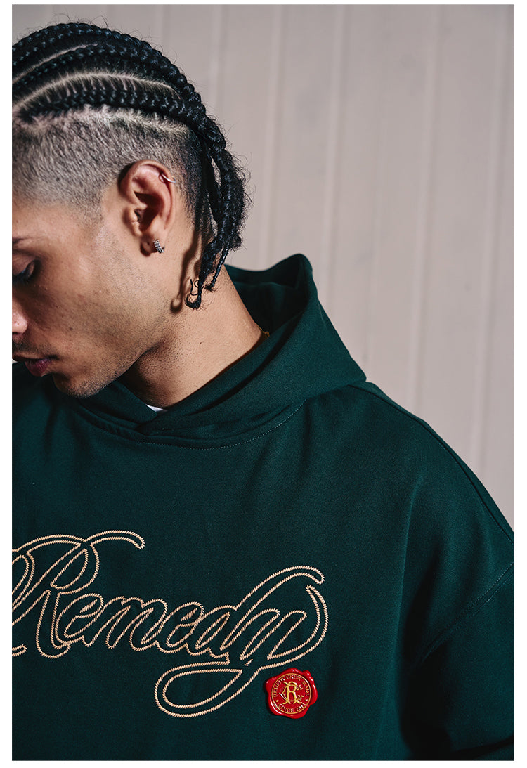 Remedy Metal Wax Seal 3D Logo Embroidered Hoodie