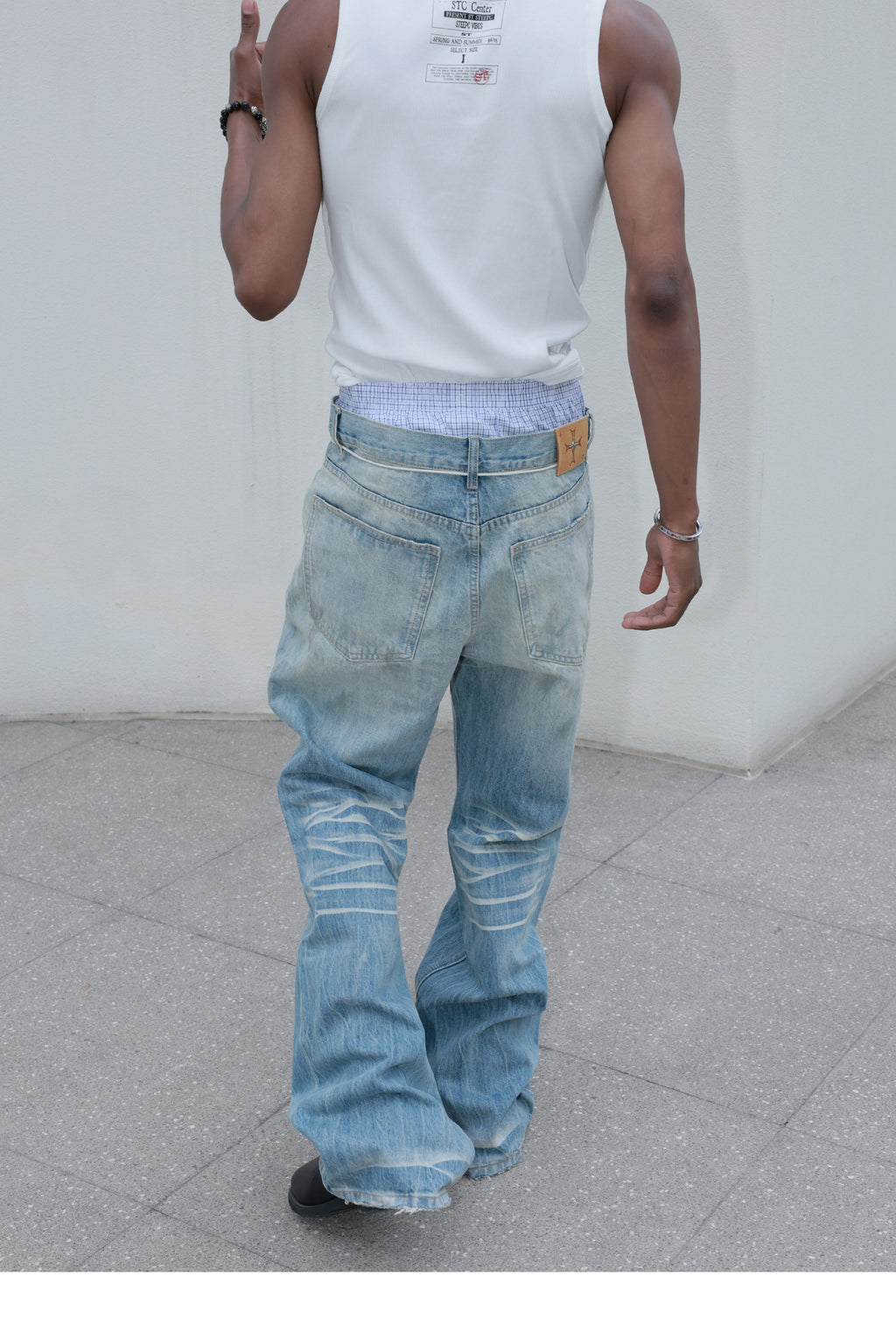 STEEPC Dirty Washed Faded Distressed Jeans