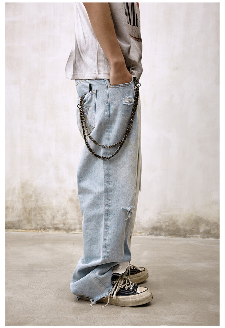 Remedy Back Pocket 3D Design Washed Hole Jeans