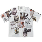 Harsh and Cruel Vintage Newspaper Print Cuban Shirt