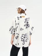 Harsh and Cruel Hand Painted Watercolor Flowers Handwritten Logo Cuban Shirt