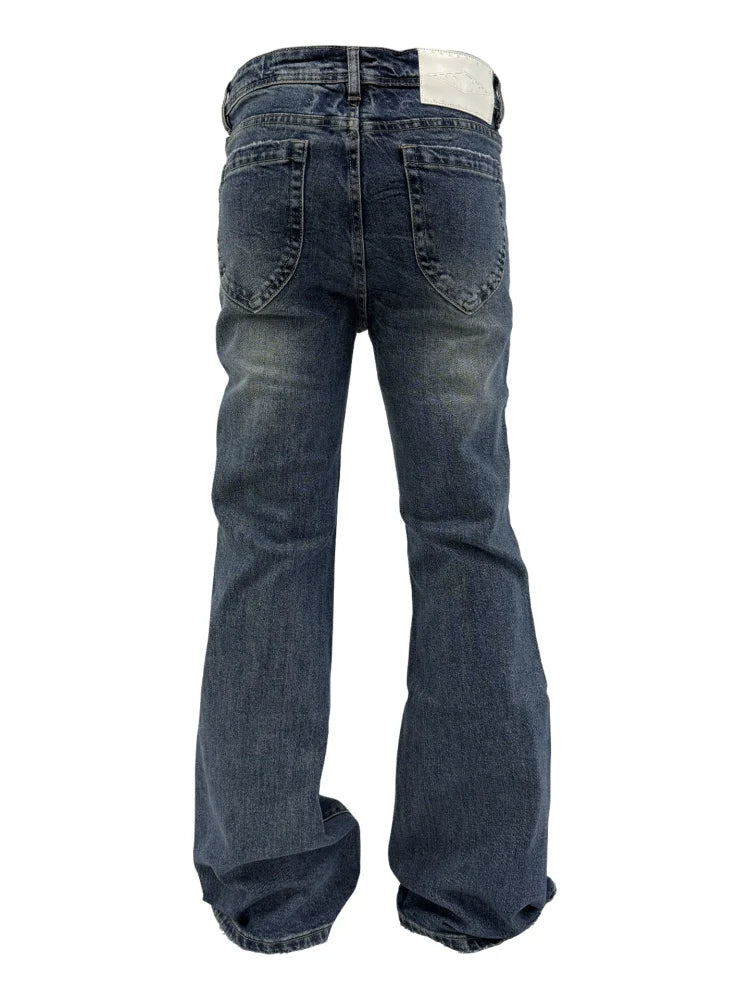 KARMANISTIC Washed Distressed Flared Jeans