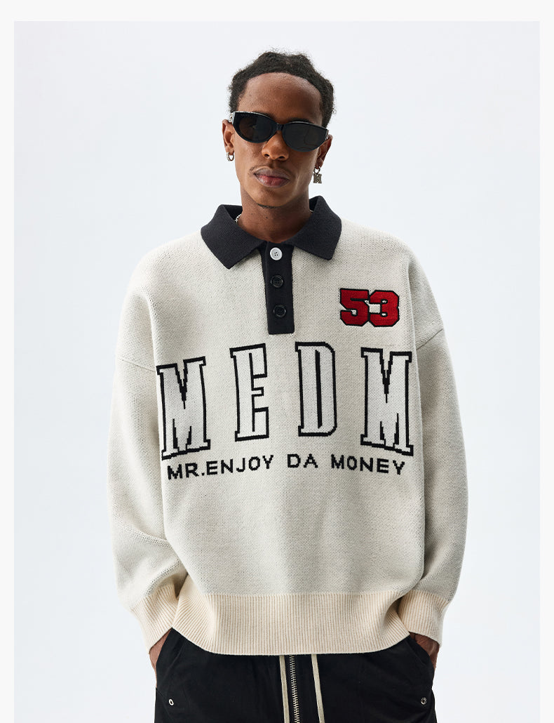 MEDM Patchwork Striped Elbow Knit Sweater