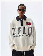 MEDM Patchwork Striped Elbow Knit Sweater