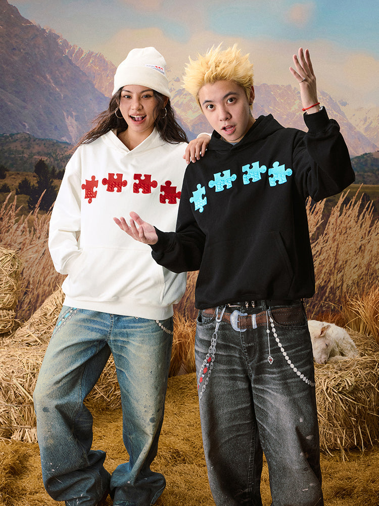 YADcrew Dragon Scale Embroidery 3D Puzzle Hoodie