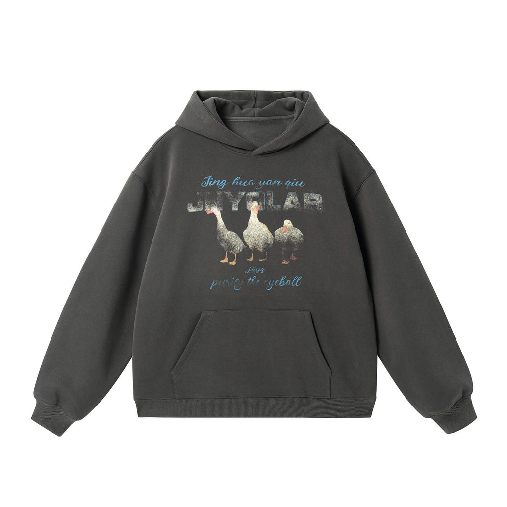 JHYQ Vintage Lucky Duck Print Hoodie