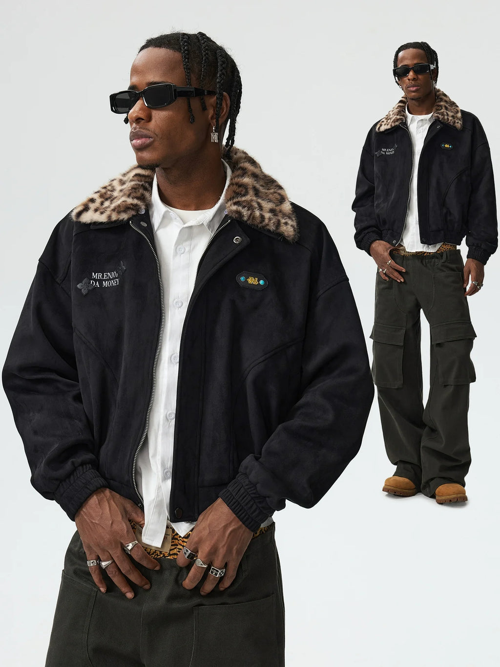 MEDM Detachable Collar Suede Jacket
