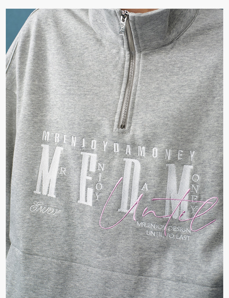 MEDM Half-Zip Logo Embroidered Sweatshirt