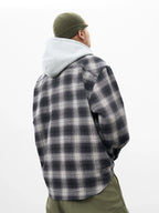 AFGK Plaid Embroidered Hooded Long Sleeve Shirt
