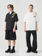 Harsh and Cruel Floral Embroidery Knots Cuban Shirt