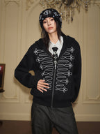 YADcrew Napoleonic Style Epaulette Zip Up Hoodie