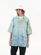 Harsh and Cruel Monet Sunset Landscape Oil Painting Printed Shirt