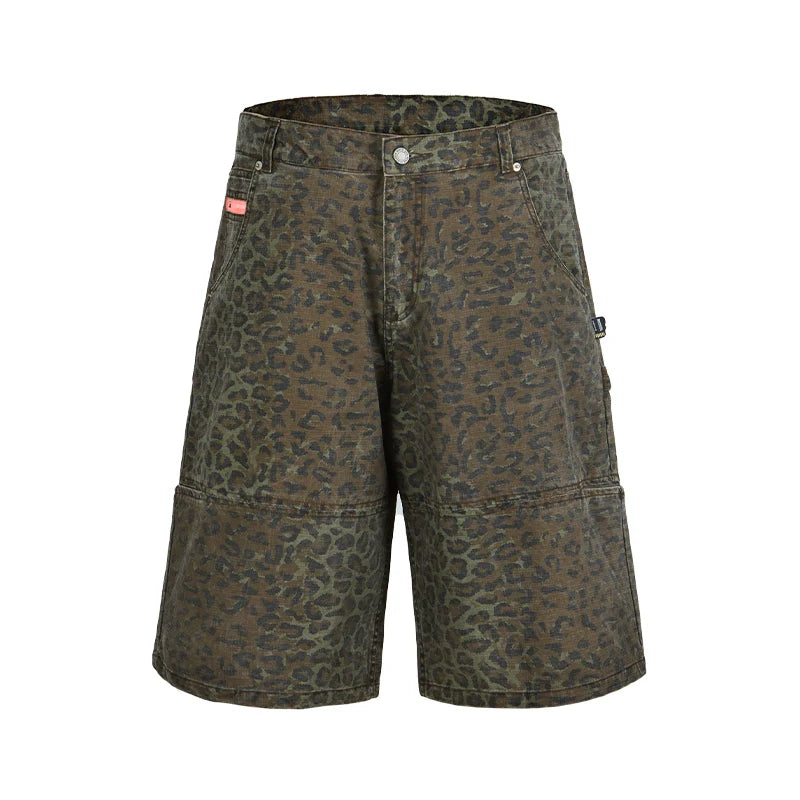 Remedy Leopard and Camouflage Work Painter Baggy Shorts