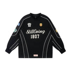 1807 Patchwork Print V Neck Long Sleeve Hockey Jersey