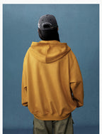 MEDM Suede Logo Patch Zip-Up Hoodie