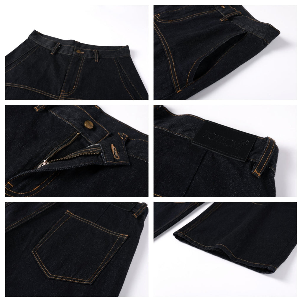 NOVACAM Yellow Stitch Baggy Jeans
