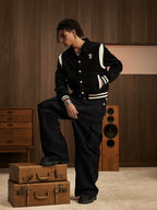 Small Town Kid Rivet Cross stitching Patch Corduroy Varsity Jacket
