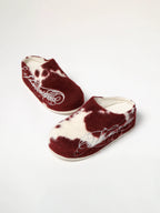 KARMANISTIC Fur Embroidered Red Slipper Clogs