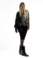 Night Lab Zebra and Leopard Print Henley Knit Sweater