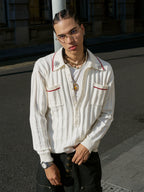 STEEPC Twisted Stripe Polo Knit Sweater