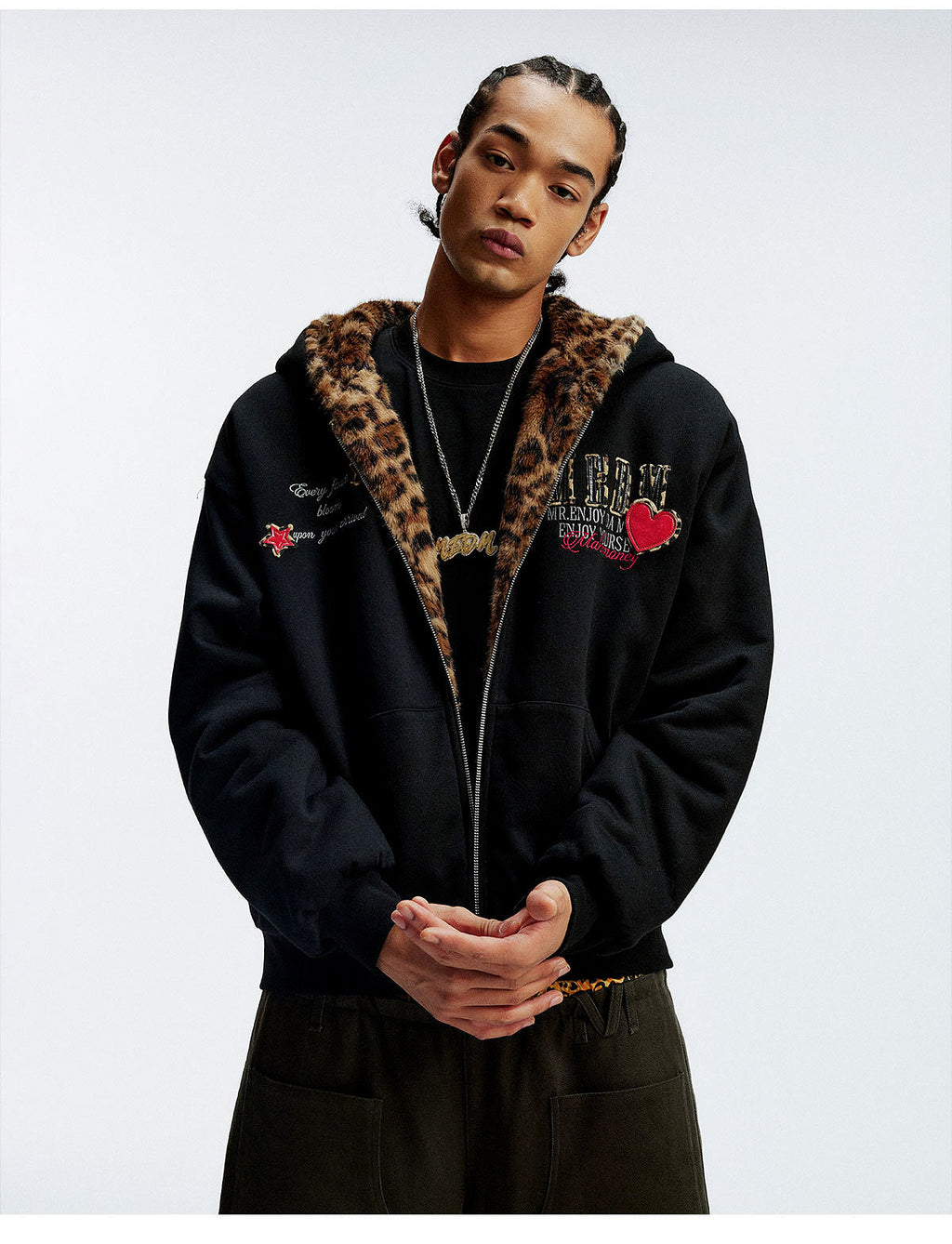 MEDM Reversible Leopard Fur Hooded Jacket