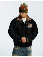 MEDM Leopard Collar Belted Work Jacket