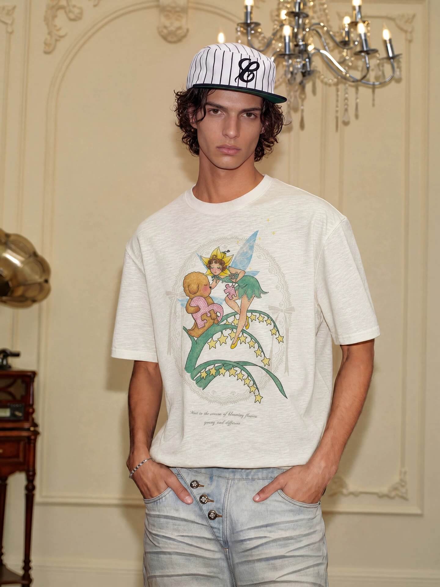 YADcrew Puppy and Fairy Print Tee
