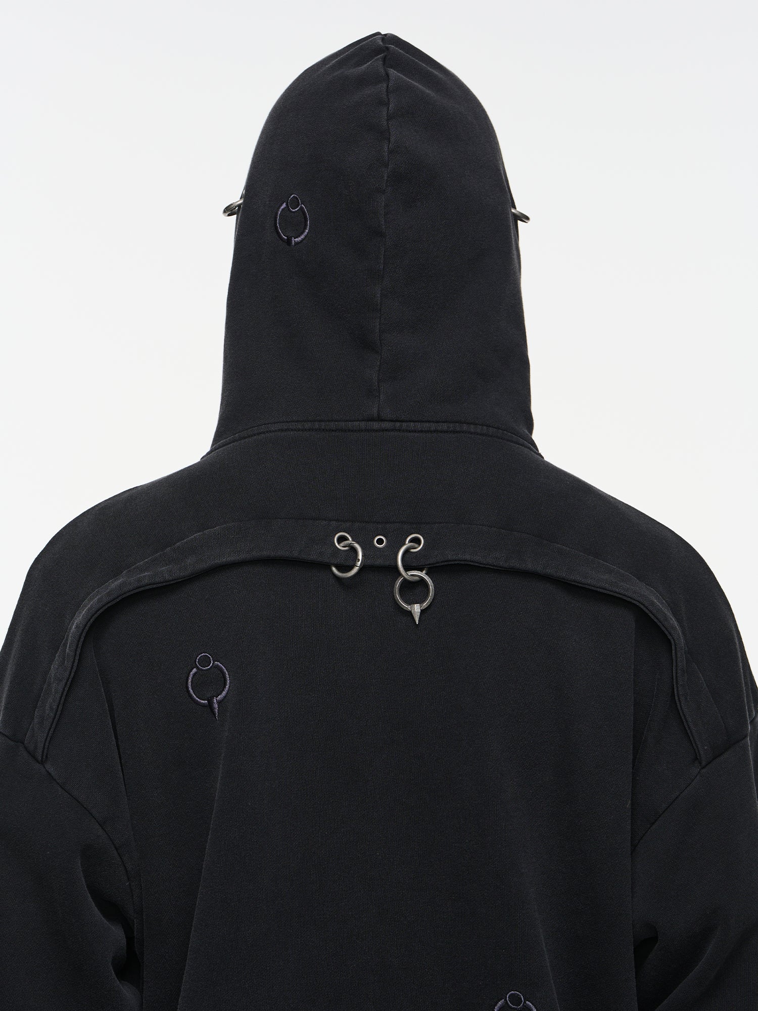 BLIND NO PLAN Washed Print Metal Detail Zip-Up Hoodie