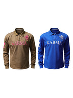 KARMANISTIC Embroidered Printed Long Sleeve Polo Shirt