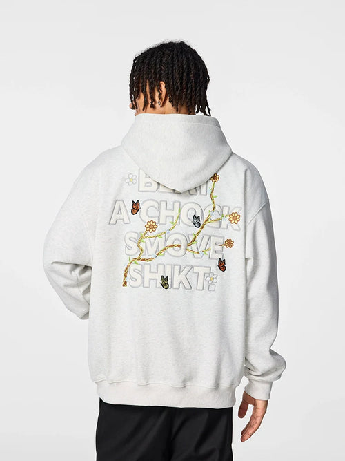 Achock Floral Patch Embroidered Zip Up Hoodie