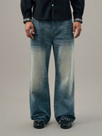 S45 Ethnic Trim Back Pocket Washed Jeans